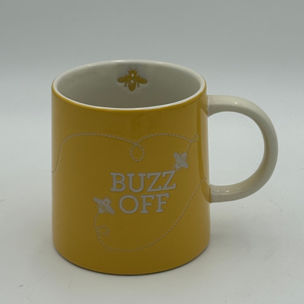 Place & Time Buzz Off Bee Coffee Mug Yellow Ceramic 4 Inch Tea Cup